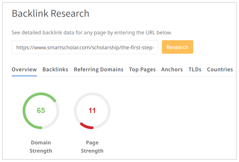 Force de domaine et de page SmartScholar